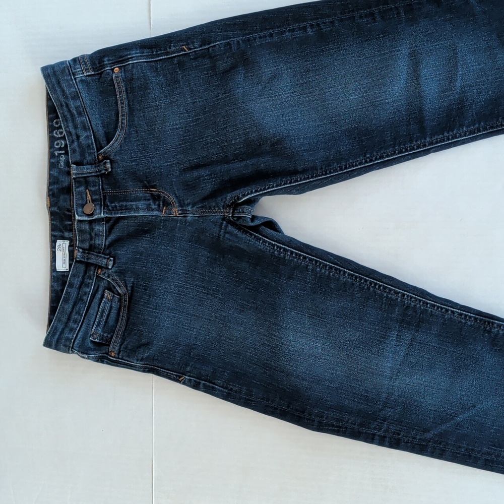 Gap 1969 Real Straight Leg Denim Jeans 28R Dark Wash Blue Pockets - Picture 9 of 16